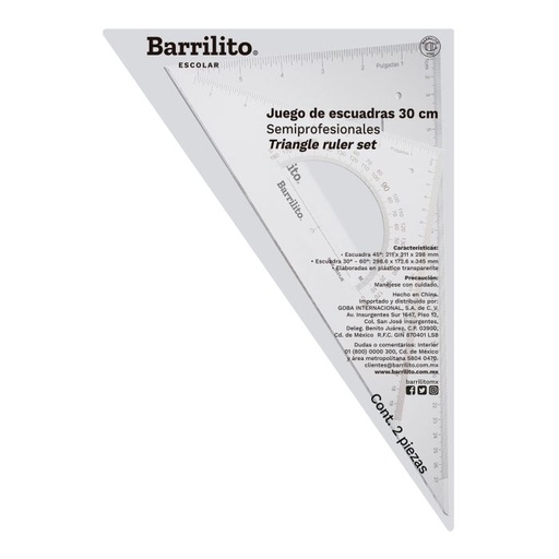 [12235] Juego de Escuadras 30 cm 2 Piezas