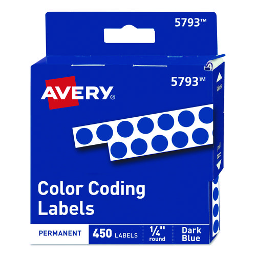 [13679] Etiqueta Redonda 1/4" Azul Rey Removible Avery con 450 