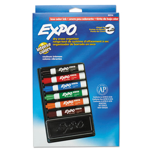 [12503] Marcador para Pizarron Expo Kit 6 Colores + Borrador + Base Adherente