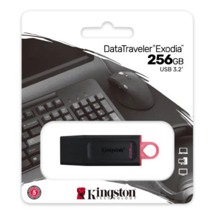 [31464] Memoria USB 3.2 de 256 GB Kingston Data Traveler Exodia Negro-Rojo 