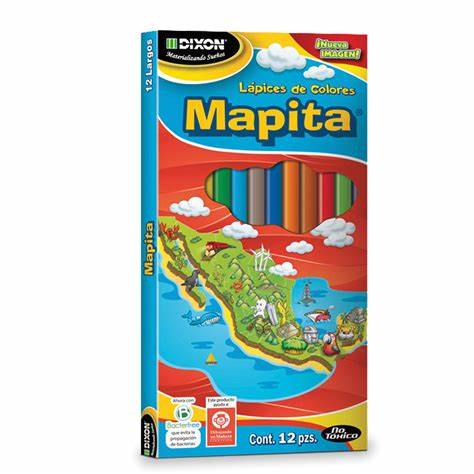 [12785] Lapiz de Color Largos Dixon Mapita con 12                                               