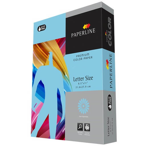 [82194] Papel Bond Tamaño Carta Azul PASTEL Paperline 8.5'' x 11" 20 lb con 500 Hojas 