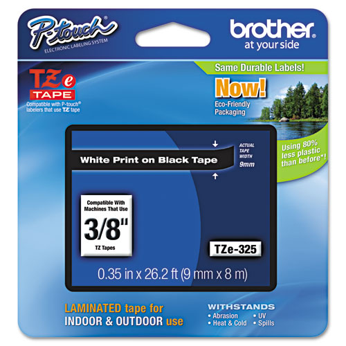 [20870] Cinta Etiquetadora Brother 3/8" Blanco/Negro P-Touch TZE325