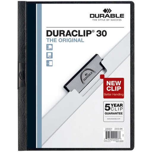 [12081] Folder DuraClip 30 Hojas Tamaño Carta Negro/Transparente con 25     