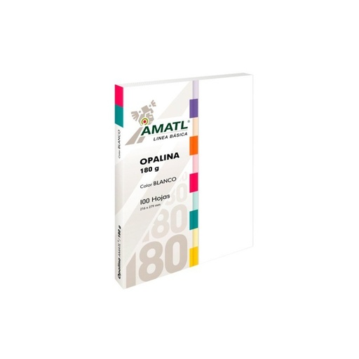 [81090] Papel Opalina Blanco Tamaño Carta Amatl 180 g con 100