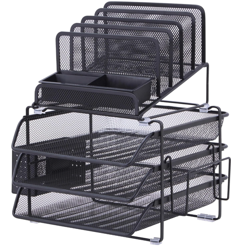 [15817] Organizador de Escritorio Apilable Malla Negro Lorell