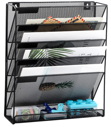 [29009] Organizador de Folder 5 Divisiones Metalico de Pared Negro Easepres