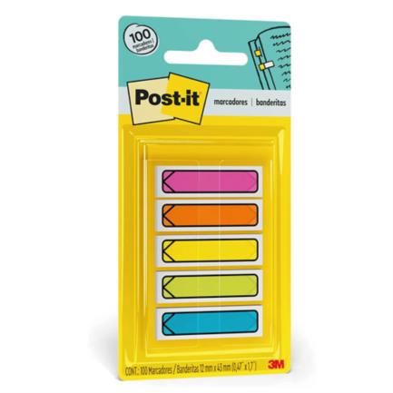 [11852] Banderitas Mini Tipo Flecha Post-It #684-ARR2 Adhesivas con 5 Colores Neon de 20 por Color Paquete con 100 