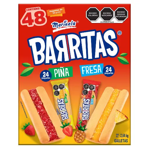 [50227] Galletas Barritas Fresa y Piña con 48 piezas