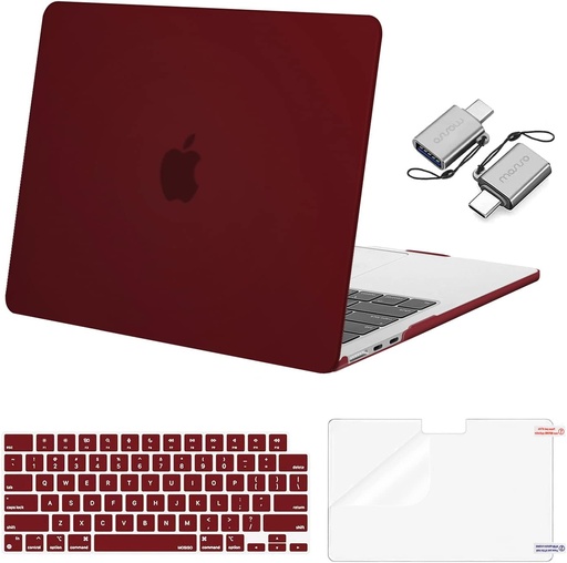[33313] Protector para MacBook Air 13 y 13.6 pulgadas,M3 A3113, M2 A2681 Color Borgoña