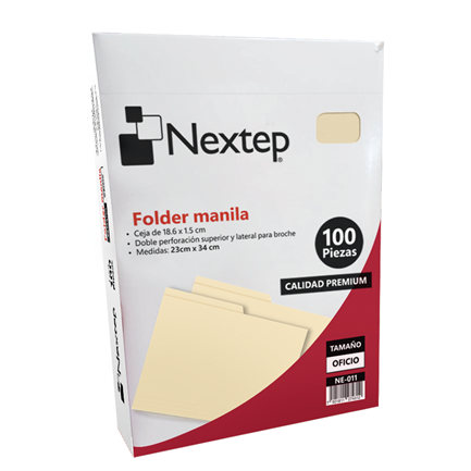 [15548] Folder Tamaño Oficio Manila 1T 3 Cejas Nextep con 100 