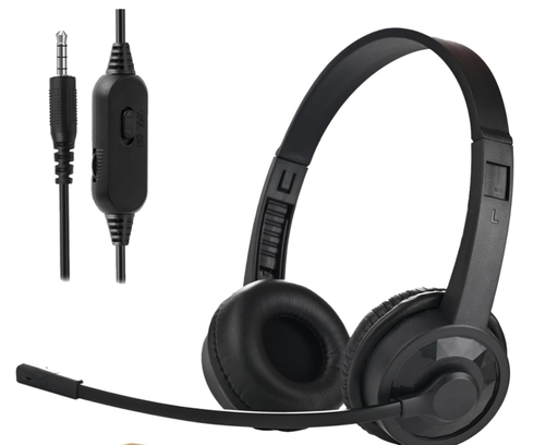 [32369] Auricular con microfono color negro con cable y conector de 3,5 mm 