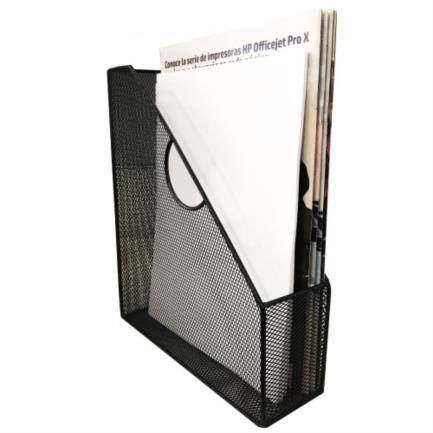 Revistero Metalico Malla Negro 29 X 25 X 7.5 Cm
