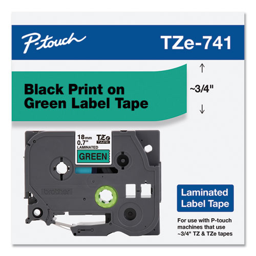 Cinta Etiquetadora Brother 3/4" Negro/Verde P-Touch TZE741 