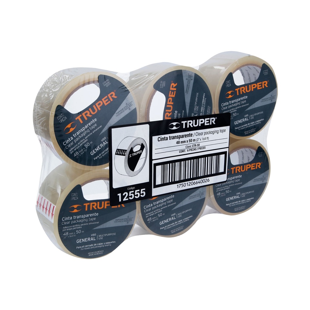 Cinta Adhesiva P/Empaque 2"(48Mm) X 50Mts Transp Truper
