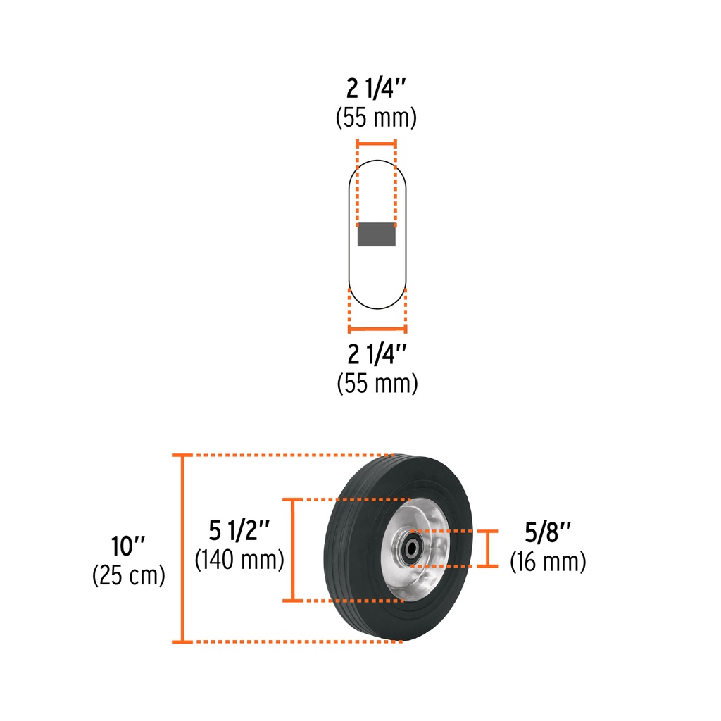 Llanta De Hule Para Diablo 10'' X 2 1/2'' X 2 1/4'' R5-1/2''