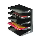 Papelera de Escritorio 5 Div Horizontal de Metal Negro                                          