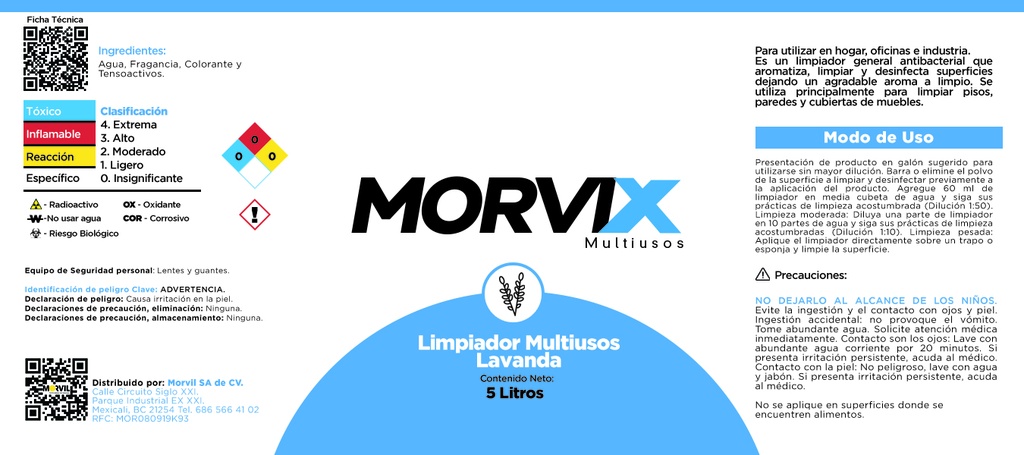 Multiusos 5 Lts Lavanda Morvix