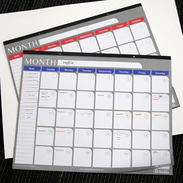 Calendario Planeador De Escritorio S/Fecha 17X22"Bazic