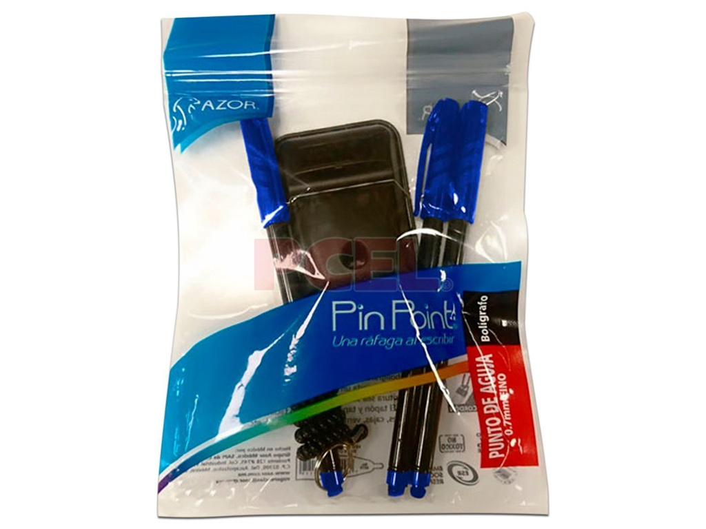 Pluma Azor P.F. 0.7Mm Con Cadena Y Base Azul C/3 Rep