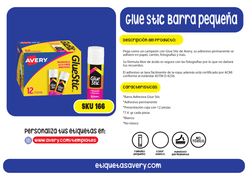 Pegamento en Barra Glue Stic Avery 07.4 g (0.26 oz) 