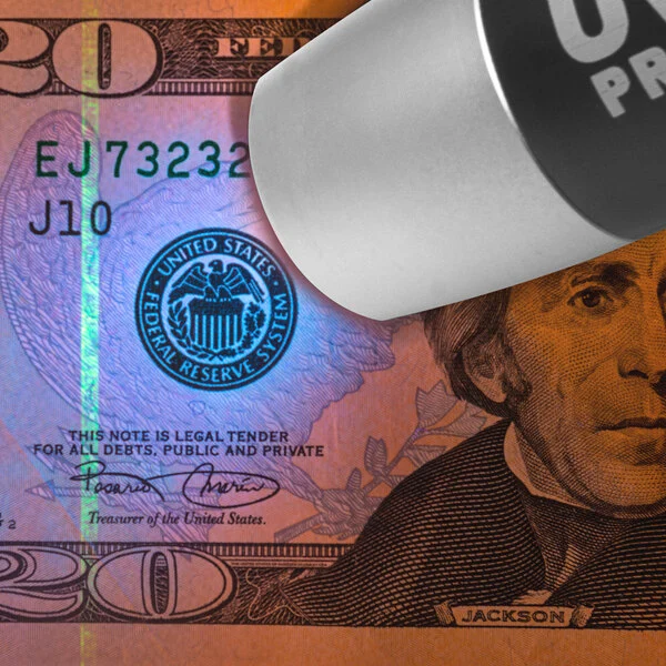 Detector de Billetes Falsos Tipo Linterna Luz UV PRO Dri Mark 