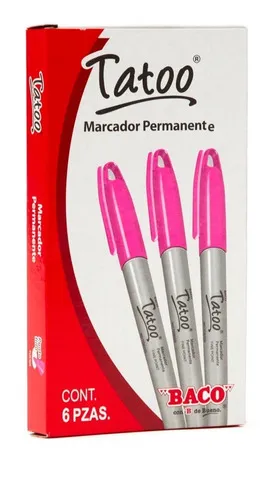 Marcador Permanente Baco Tatoo Punto Fino Fucsia