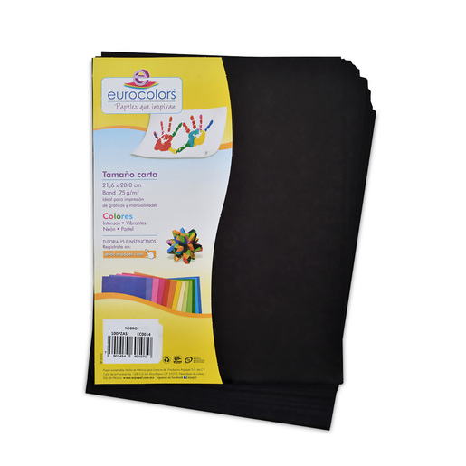 Papel Bond Tamaño Carta Nego Eurocolors Eurocolors con 100 Hojas 