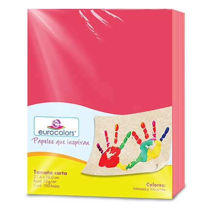 Papel Bond Tamaño Carta Rojo Eurocolors con 100 Hojas 
