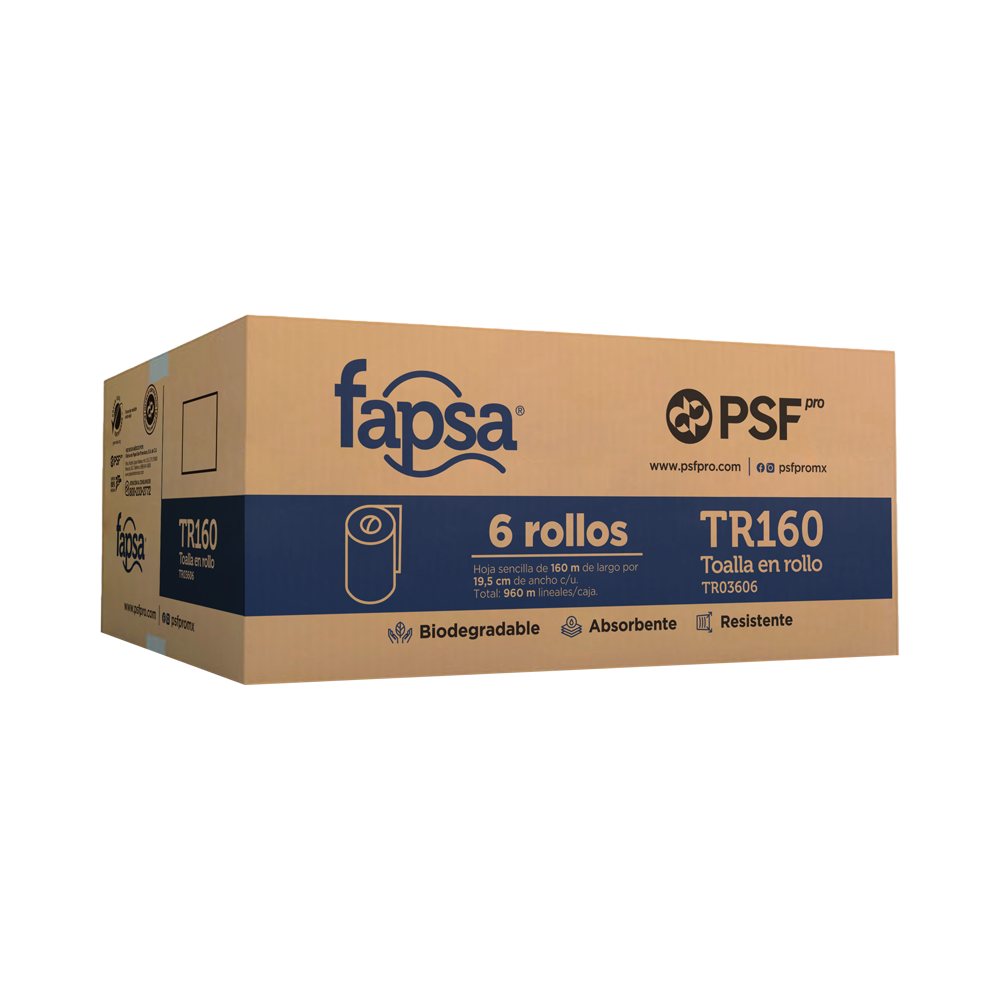 Toalla en Rollo Blanca Fapsa TR160 con 160 metros