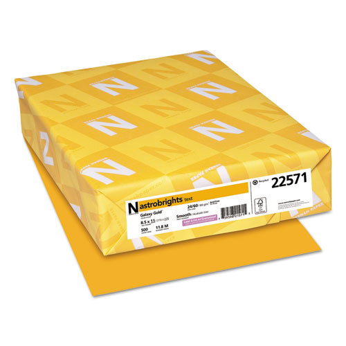 Papel Bond Tamaño Carta Amarillo Galaxy Gold Astrobright 8.5'' x 11"  89 g/m² 24 lb con 500 Hojas Astrobright 