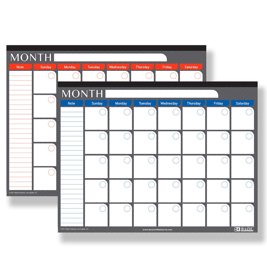 Calendario Planeador de Escritorio sin Fecha 17'' x 22" Bazic