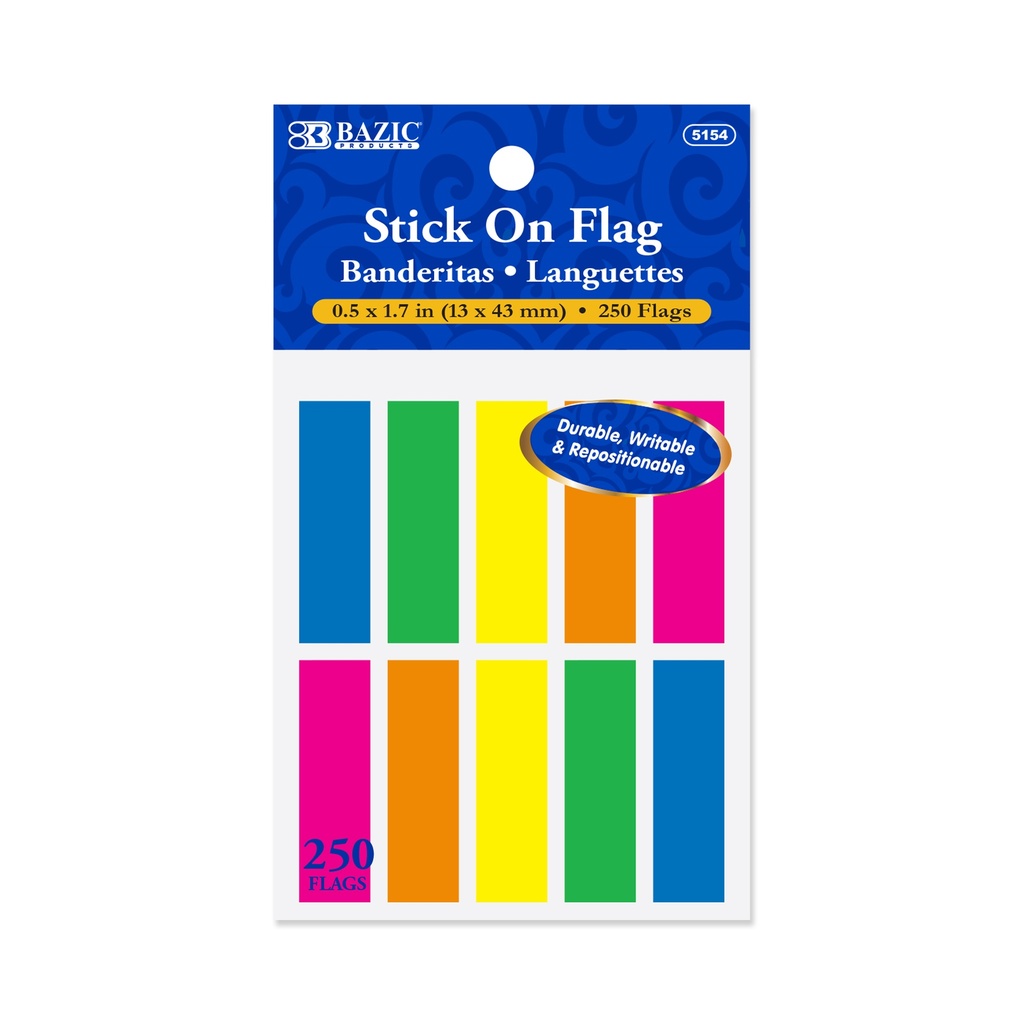 Banderitas Mini Bazic Adhesivas con 5 Colores Paquete con 250 