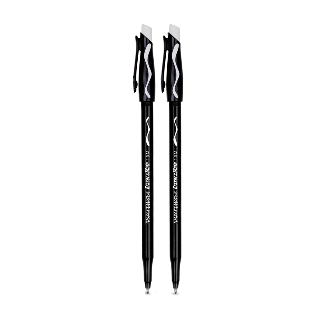 Pluma Papermate Eraser-Mate Punta Mediana 1.0 mm con Borrador Negro