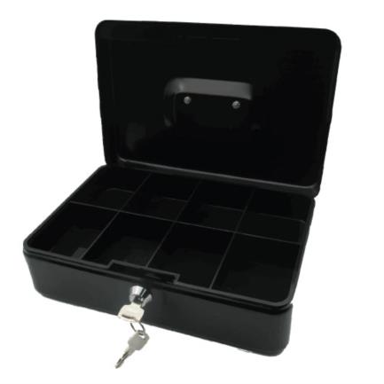 Caja Metalica para Dinero Grande 25 cm x 18 cm x 8.5 cm Negro Nextep