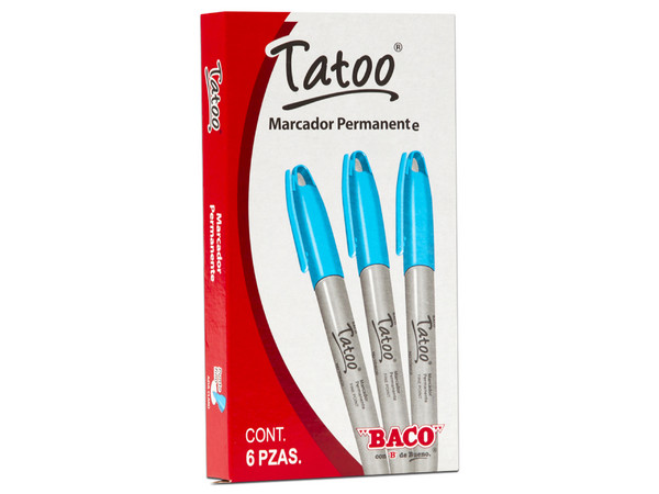 Marcador Permanente Baco Tatoo Punto Fino Azul Cielo