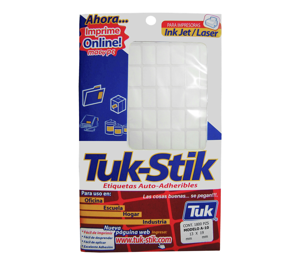 Etiqueta 1/2'' x 3/4'' Blanca Multifuncional con 1800 Tuk 