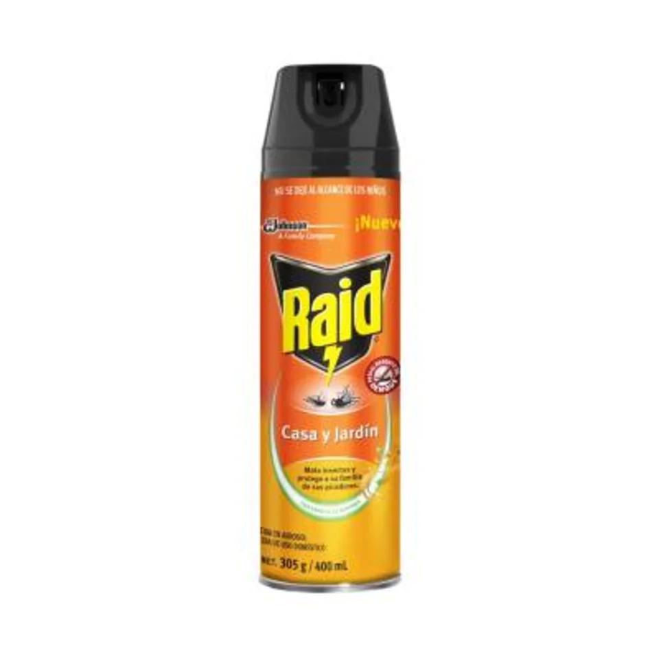 Insecticida Raid Casa y Jardin en Aerosol 400 mL