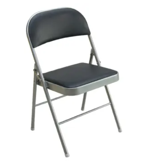 Silla de Vinyl Plegable de Acero Acojinada Color Negra 