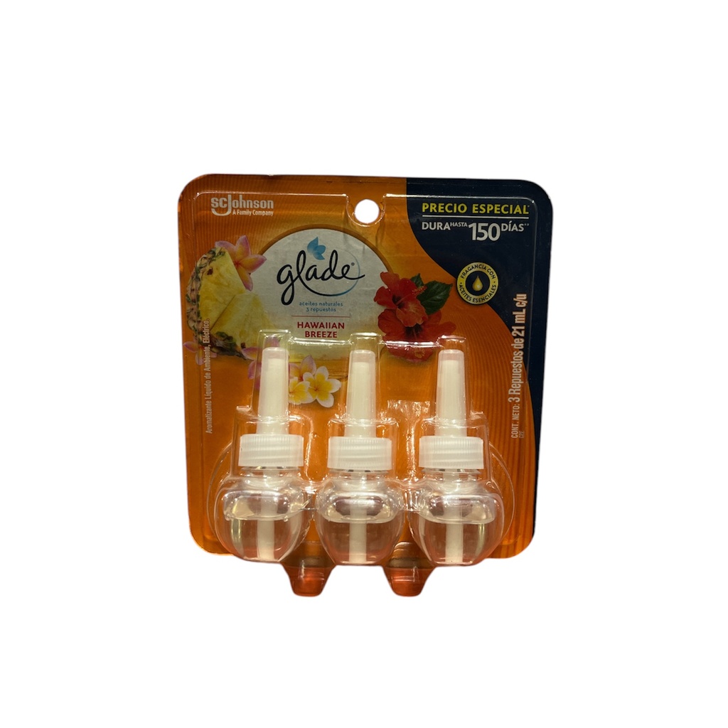 Aromatizante Glade de Pared 3 Repuestos Hawaiian Breeze