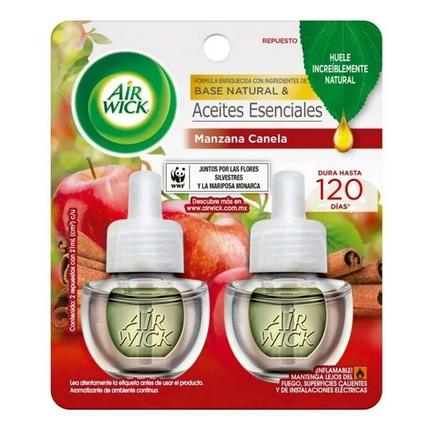 Aromatizante Air Wick de Pared 2 Repuestos Manzana Canela 