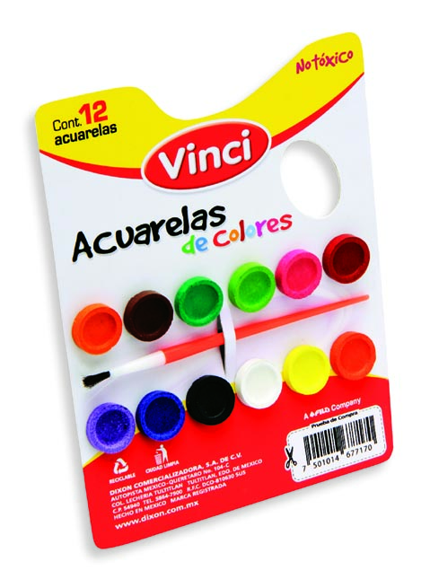 Acuarela 12 Colores con Pincel Vinci