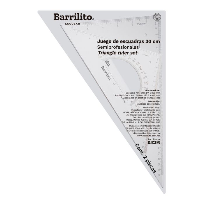 Juego De Escuadras 30 Cm 2Pzas
