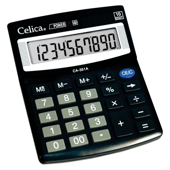 Calculadora 10 Digitos Semi Escritorio Celica CA-351A Solar/Bateria