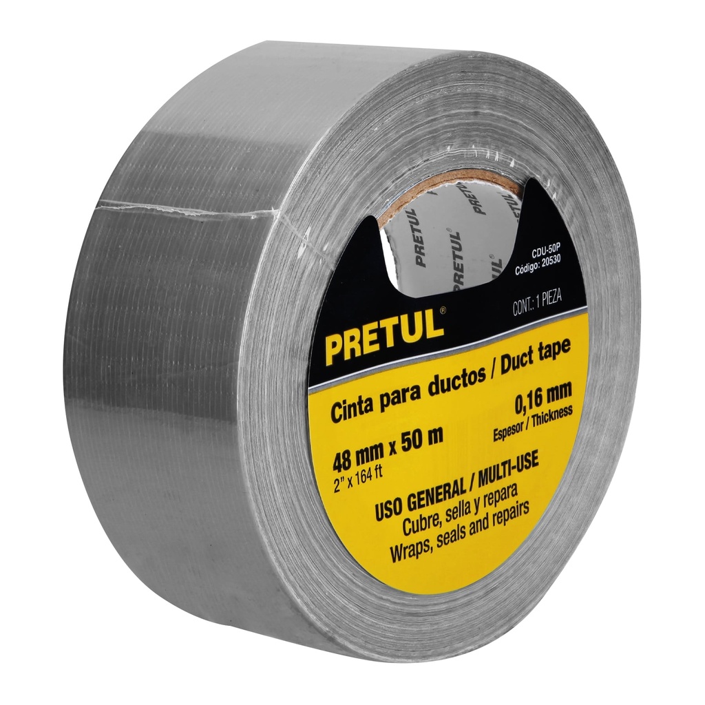 Cinta Adhesiva P/Ducto 2"(48Mm) X 50Mts Gris Pretul