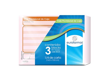Block Vale Provisional De Caja 1/4 Carta Er0100 Euroforma
