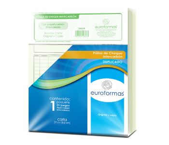Block Poliza de Cheque Tamaño Carta con Duplicado Euroformas