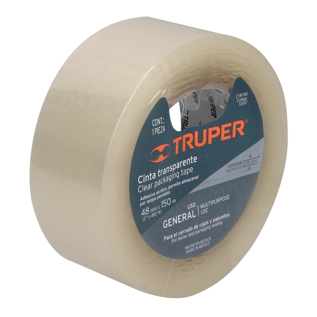 Cinta Adhesiva de Empaque Transparente 2" (48 mm) x 150 m Truper