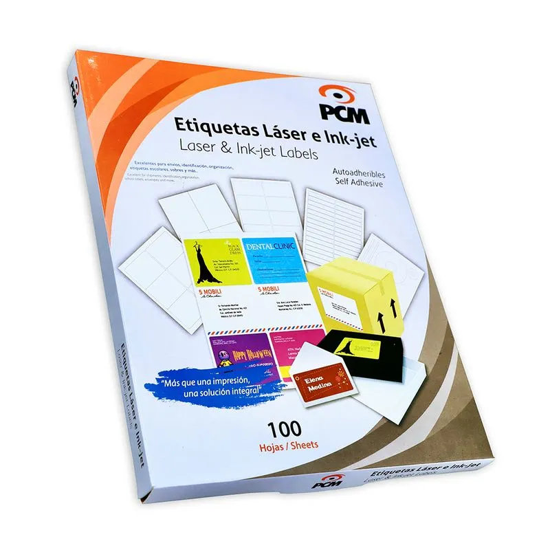 Etiqueta 8.5" x 11" T/Carta Blanca PCM ML-0100 con 100