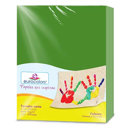 Papel Bond Tamaño Carta Verde Bandera  Eurocolors con 100 Hojas 